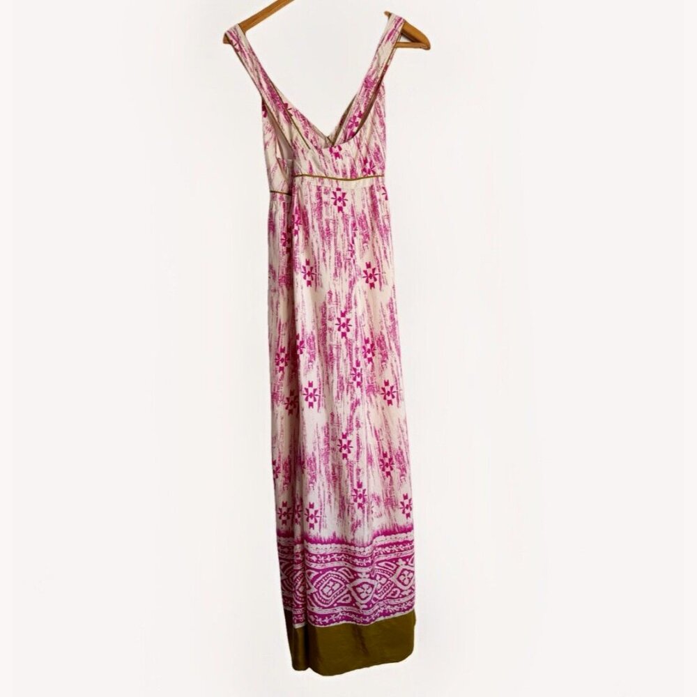 LOFT Womens Silk Ikat Maxi Dress 12 Pink Boho Summer Vacation Boho Resort